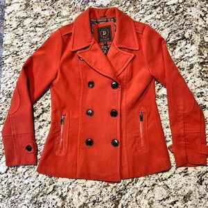 Stylish Vibrant Orange Pea Coat